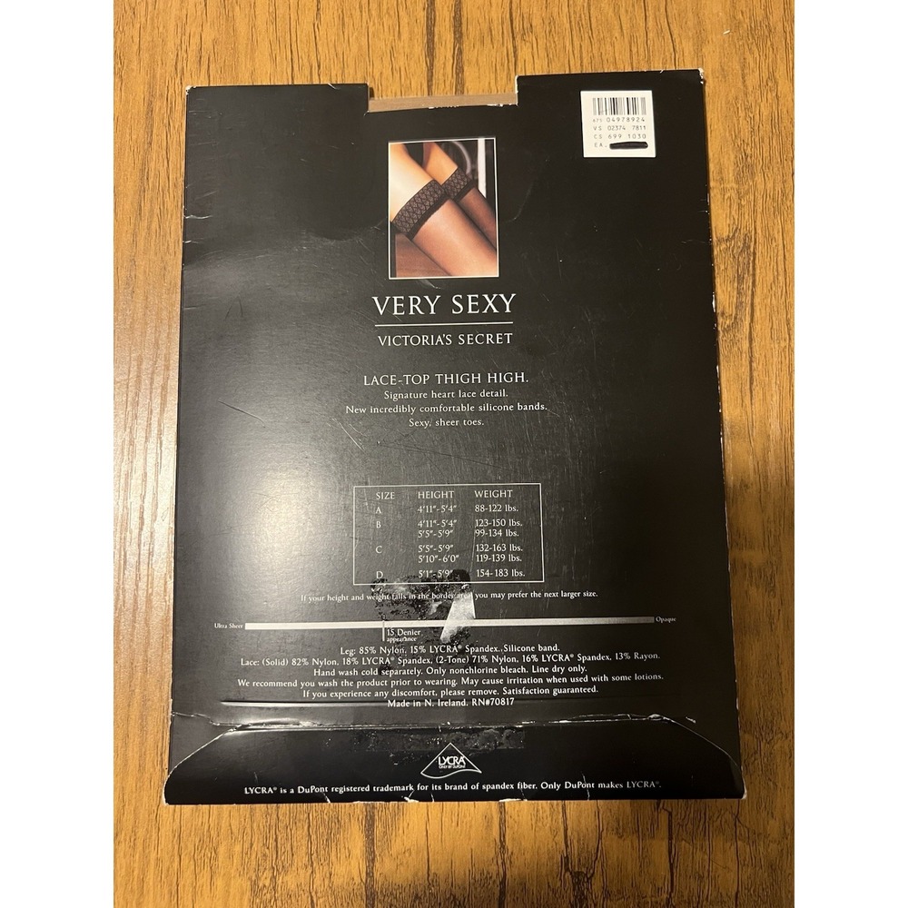 Victoria's Secret Very Sexy Thigh Highs Sz C 15 Dernier Nude W/ Angel Pink Lace - Picture 3 of 5